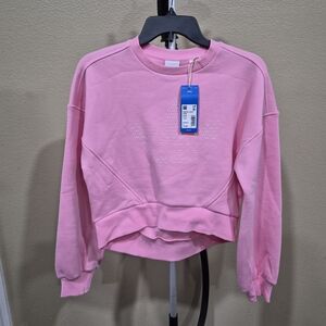 Adidas Girls LT Pink Trefoil Fleece Crew Sweatshirt Size L